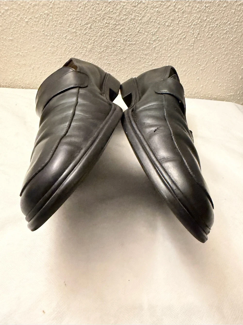Bally Black Leather Slip-On men Loafers, SZ12, pre-owned